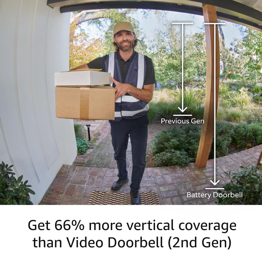 Battery Doorbell, Head-To-Toe Video, Live View with Two-Way Talk, and Motion Detection & Alerts (2024 Release), Venetian Bronze