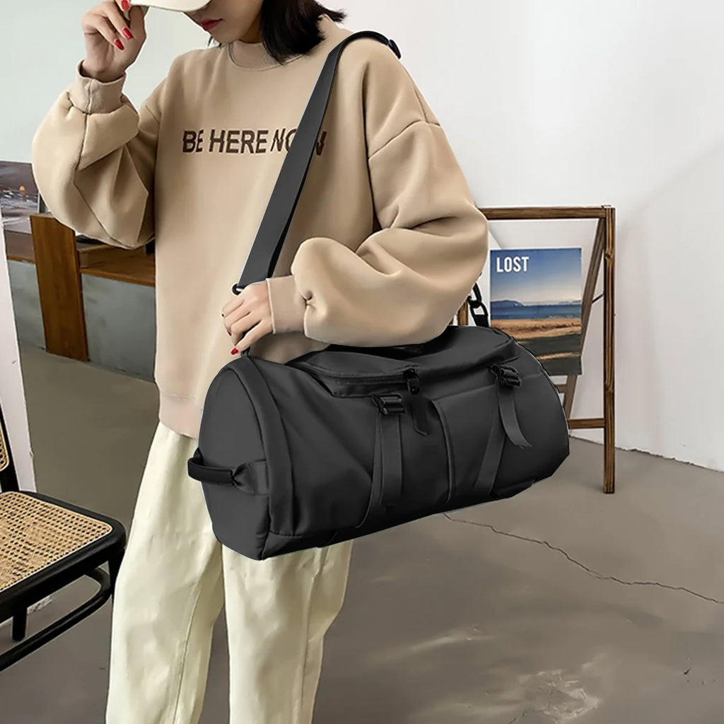 Multifunctional Black Overnight Gym Duffle Bag for Men and Women - Weekender Travel Companion