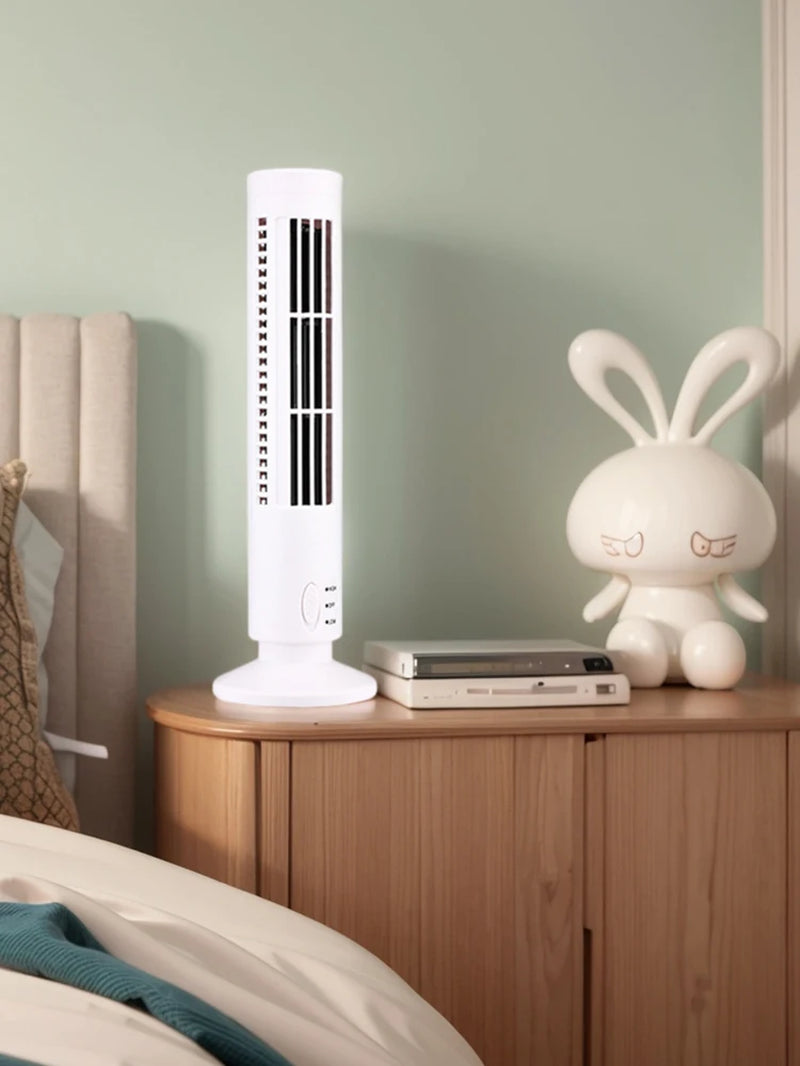 LED Tower Fan Bladeless Cooling Fan 2 Gear Speed Mini Vertical Conditioner No Leaf Air Conditioner for Living Room Bedroom