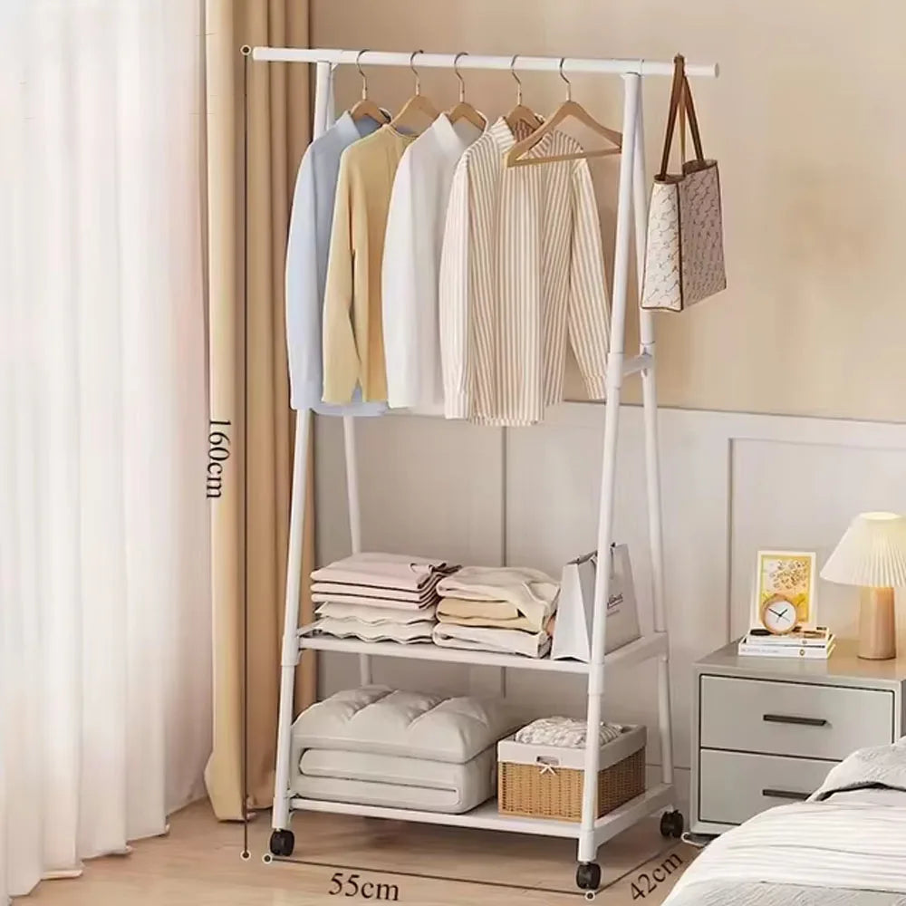 Clothes Rack Triangle Pulley with Wheels Hangers Coat Rack Living Room Bedroom Furniture Hangers Floor-Standing Clothes Racks