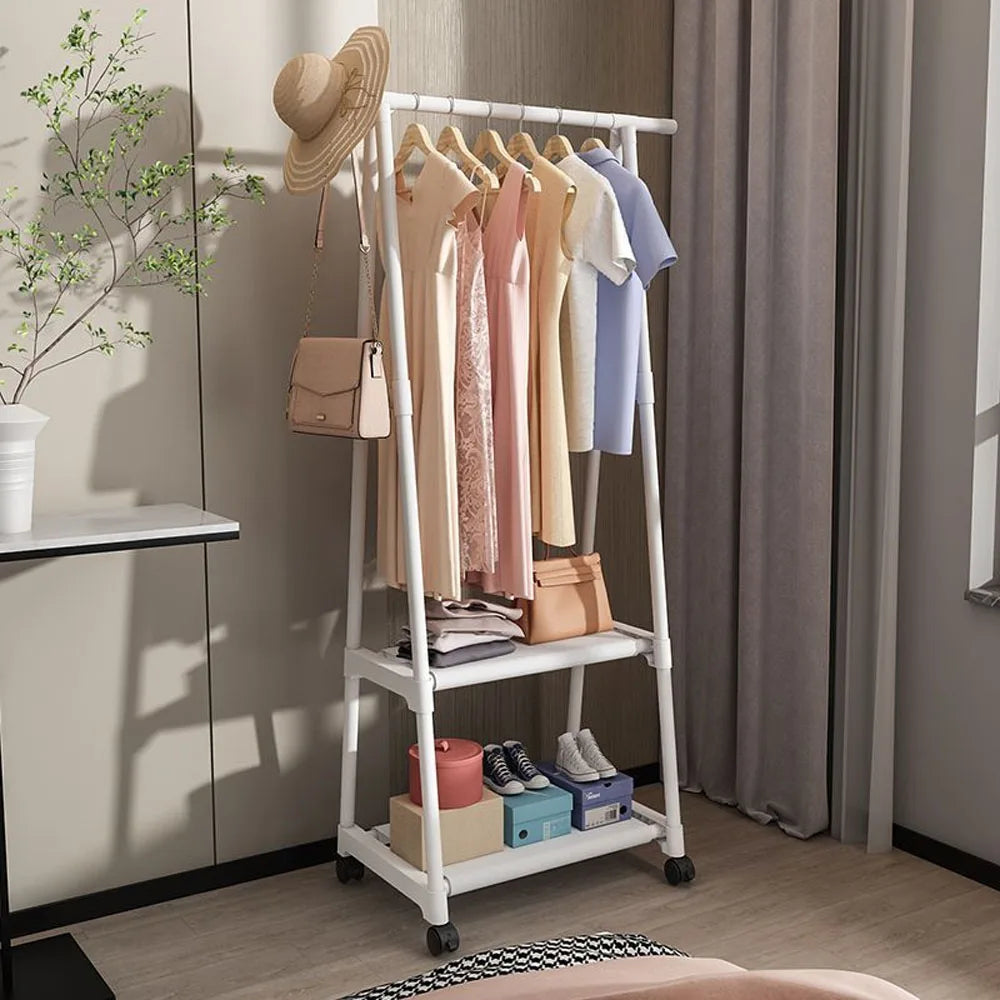 Clothes Rack Triangle Pulley with Wheels Hangers Coat Rack Living Room Bedroom Furniture Hangers Floor-Standing Clothes Racks
