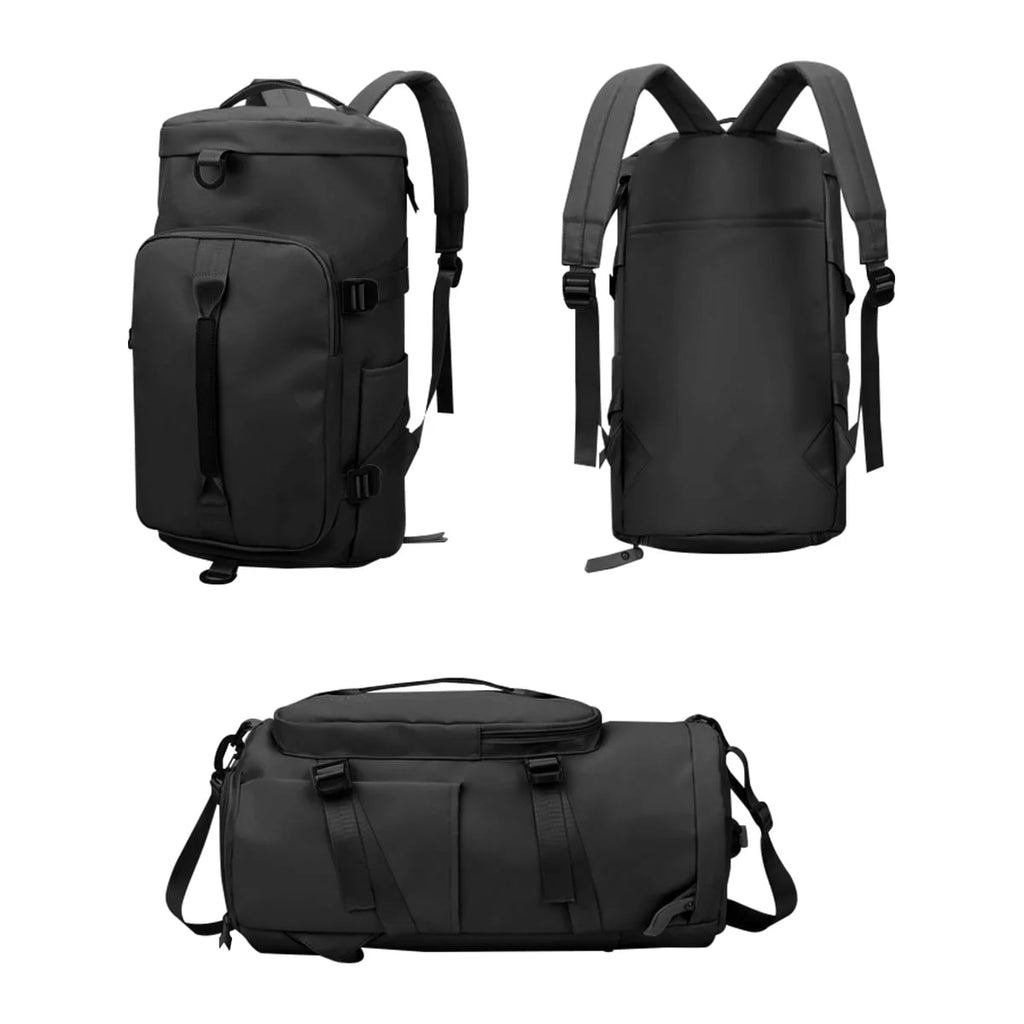 Multifunctional Black Overnight Gym Duffle Bag for Men and Women - Weekender Travel Companion