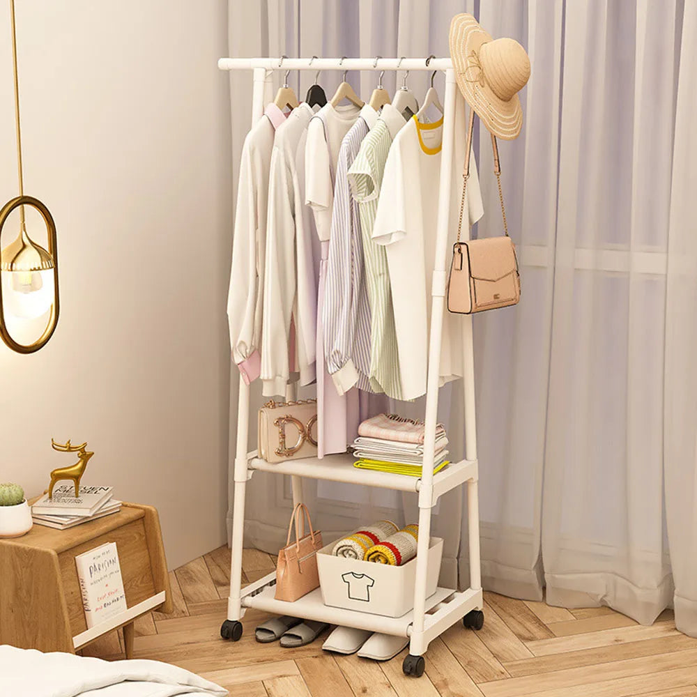 Clothes Rack Triangle Pulley with Wheels Hangers Coat Rack Living Room Bedroom Furniture Hangers Floor-Standing Clothes Racks