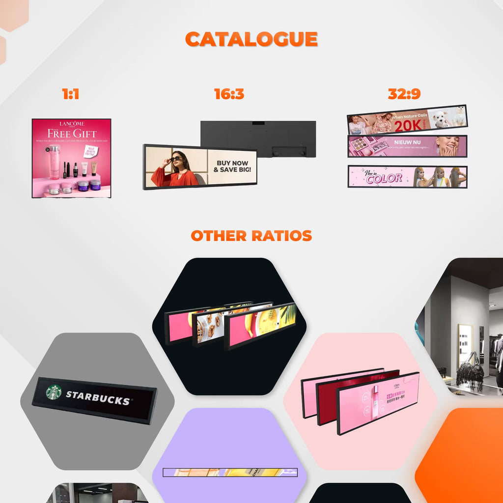 Stretched LCD 24 Inch 1920 *360 HD Ultra Wide Stretched Bar LCD Screen Display Advertising Monitor