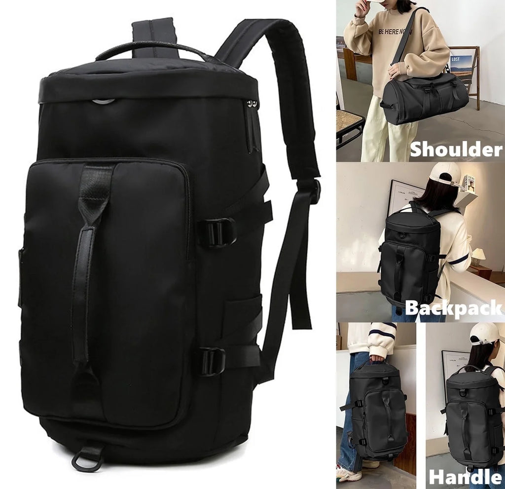 Multifunctional Black Overnight Gym Duffle Bag for Men and Women - Weekender Travel Companion