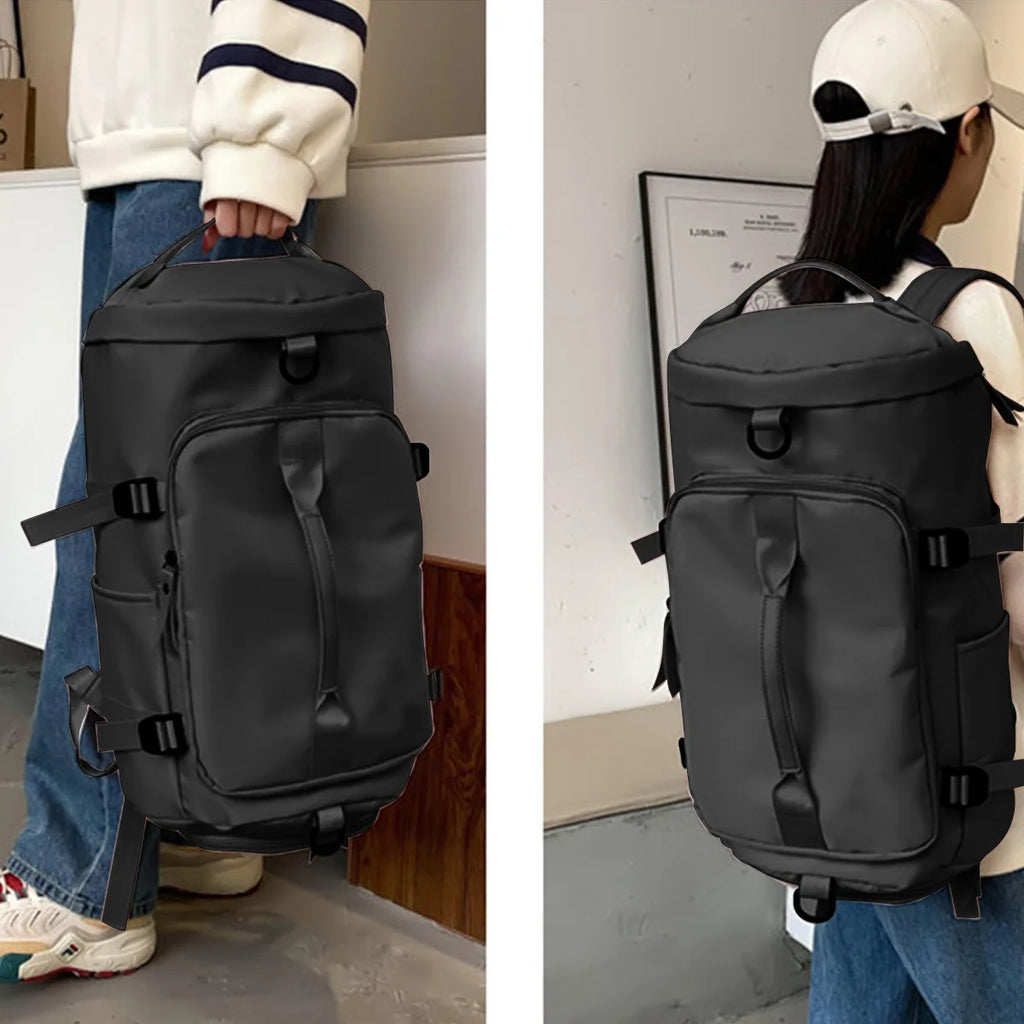 Multifunctional Black Overnight Gym Duffle Bag for Men and Women - Weekender Travel Companion