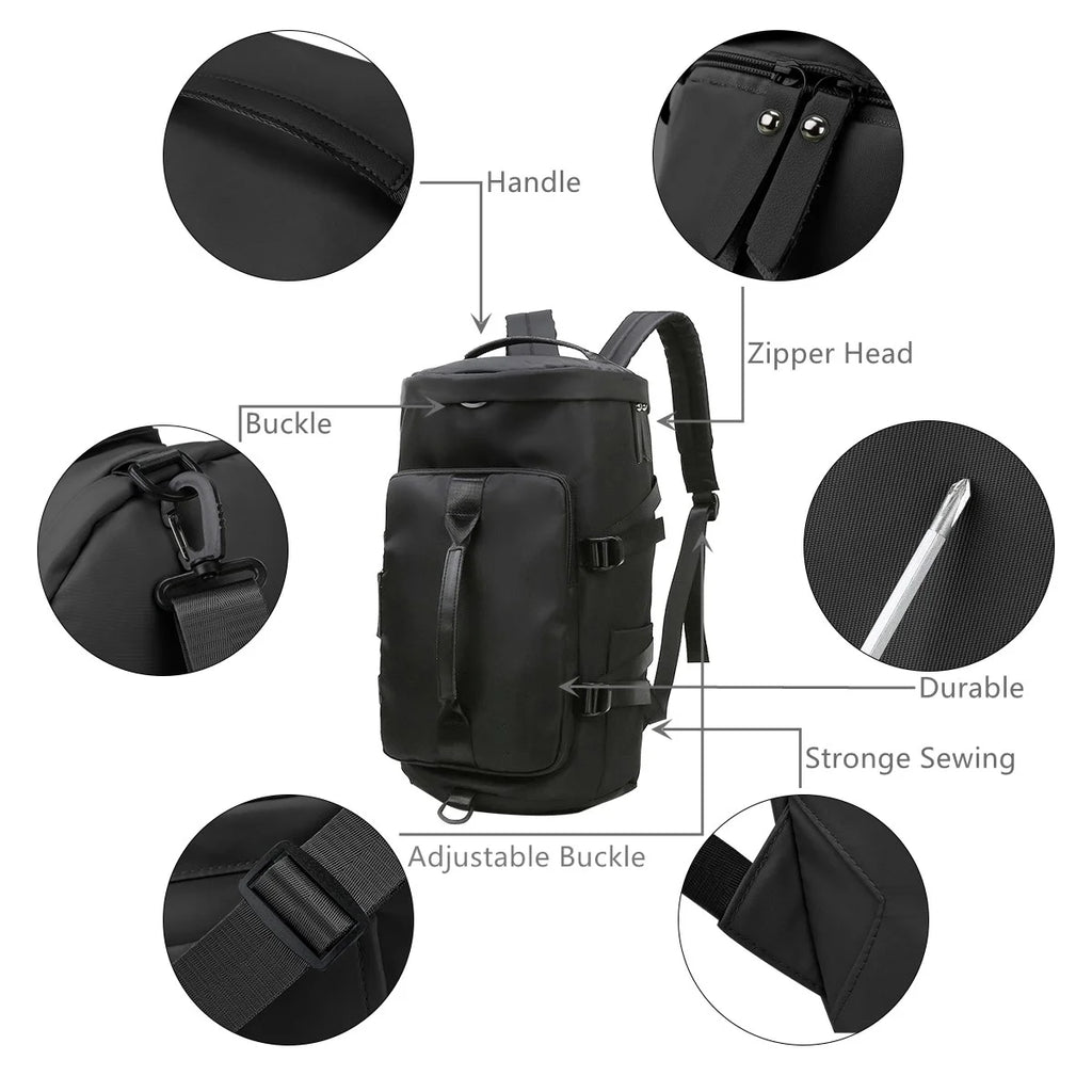 Multifunctional Black Overnight Gym Duffle Bag for Men and Women - Weekender Travel Companion