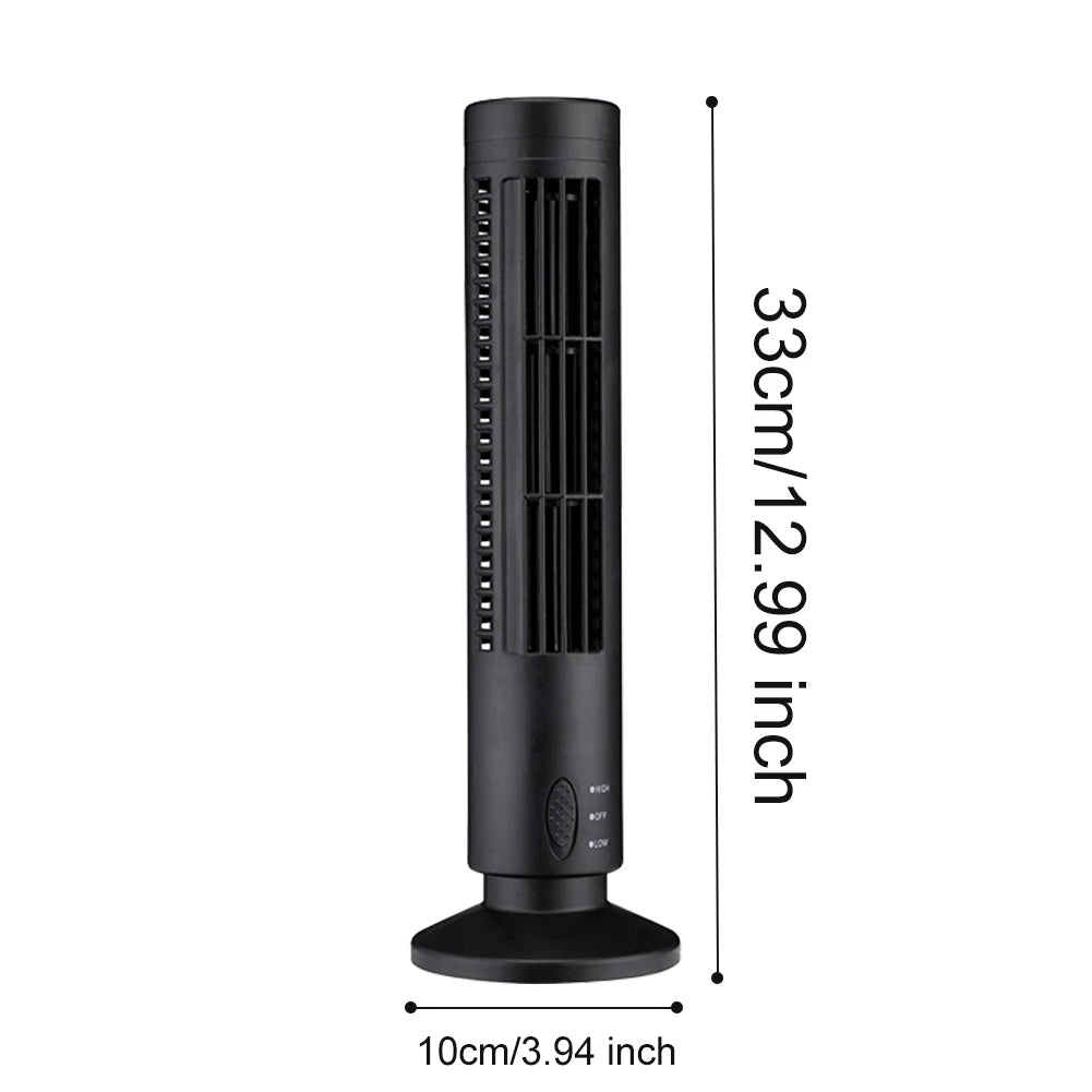 LED Tower Fan Bladeless Cooling Fan 2 Gear Speed Mini Vertical Conditioner No Leaf Air Conditioner for Living Room Bedroom