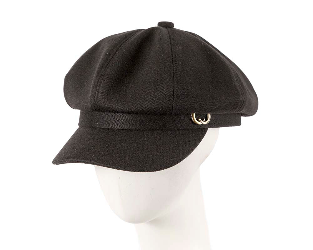 Soft black newsboy cap by Max Alexander-0