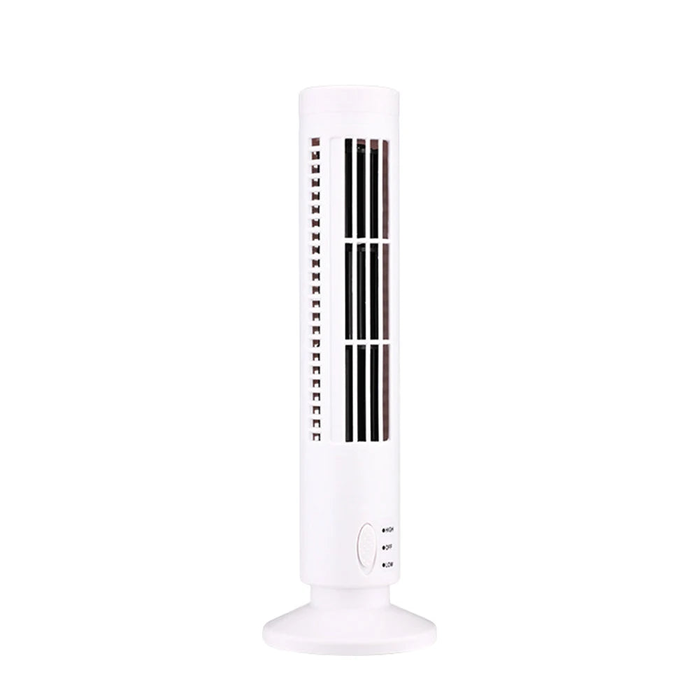 LED Tower Fan Bladeless Cooling Fan 2 Gear Speed Mini Vertical Conditioner No Leaf Air Conditioner for Living Room Bedroom