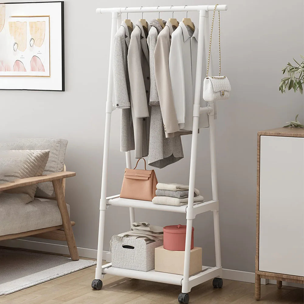 Clothes Rack Triangle Pulley with Wheels Hangers Coat Rack Living Room Bedroom Furniture Hangers Floor-Standing Clothes Racks