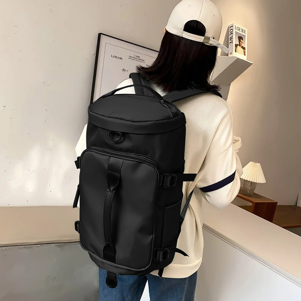 Multifunctional Black Overnight Gym Duffle Bag for Men and Women - Weekender Travel Companion